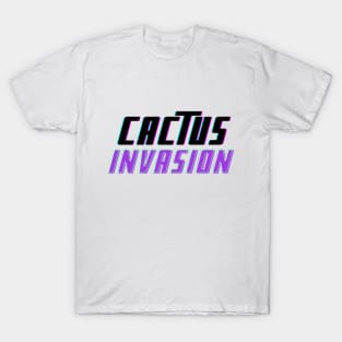 Cactus Invasion Text Whte T-Shirt